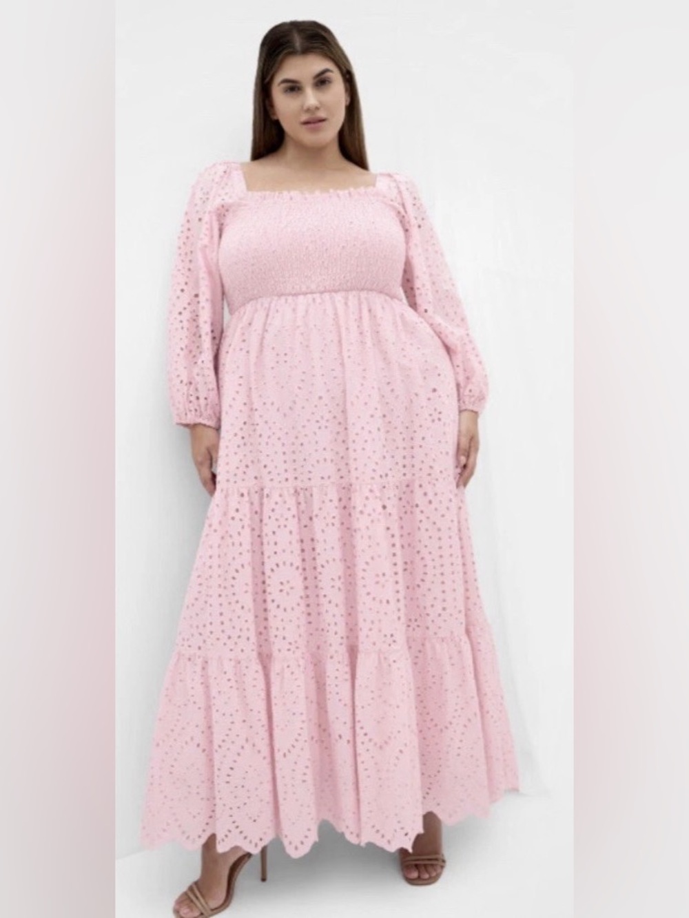 City Chic Soft Pink Eyelet Maxi Dress